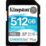 Kingston Canvas Go! Plus SDXC 512GB geheugenkaart Zwart, UHS-I U3, Class 10, A2