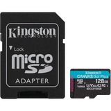 Kingston Canvas Go! Plus microSDXC 128 GB geheugenkaart Zwart, Incl. adapter, Class 10, UHS-I U3, V30, A2