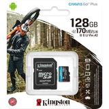 Kingston Canvas Go! Plus microSDXC 128 GB geheugenkaart Zwart, Incl. adapter, Class 10, UHS-I U3, V30, A2