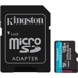 Kingston Canvas Go! Plus microSDXC 128 GB geheugenkaart Zwart, Incl. adapter, Class 10, UHS-I U3, V30, A2