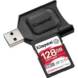 Kingston Canvas React Plus SDXC 128 GB geheugenkaart Zwart, Incl. adapter, UHS-II U3, Class 10, V90