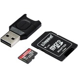 Kingston Canvas React Plus microSDXC 128 GB geheugenkaart Zwart, Incl. Adapter en MobileLite Plus microSD Reader