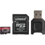 Kingston Canvas React Plus microSDXC 128 GB geheugenkaart Zwart, Incl. Adapter en MobileLite Plus microSD Reader