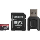 Kingston Canvas React Plus microSDXC 128 GB geheugenkaart Zwart, Incl. Adapter en MobileLite Plus microSD Reader