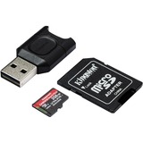 Kingston Canvas React Plus microSDXC 256 GB geheugenkaart Zwart, Incl. Adapter en MobileLite Plus microSD Reader