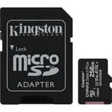 Kingston Canvas Select Plus microSD Card 256 GB geheugenkaart Zwart, SDCS2/256GB, Class 10 UHS-I A1, Incl. Adapter