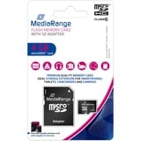 MediaRange microSDHC 4 GB geheugenkaart Zwart, Class 10, incl. SD-Adapter