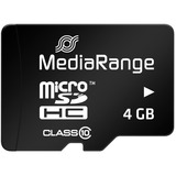 MediaRange microSD 4GB       +1Ad Cl10 SDHC     MRA geheugenkaart Zwart