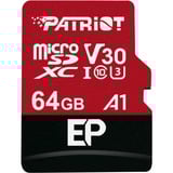 Patriot EP Series microSDXC 64 GB geheugenkaart Zwart/rood, UHS-I U3, Class 10, V30, A1, incl. SD-Adapter