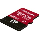 Patriot EP Series microSDXC 64 GB geheugenkaart Zwart/rood, UHS-I U3, Class 10, V30, A1, incl. SD-Adapter