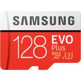 Samsung Evo Plus microSDXC 128 GB geheugenkaart Rood/wit, MB-MC128HA/EU, Class 10, Incl. Adapter