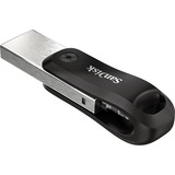 SanDisk iXpand Go 128 GB usb-stick Zwart/zilver, USB-A 3.2 Gen 1, Apple Lightning Connector