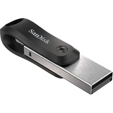 SanDisk iXpand Go 128 GB usb-stick Zwart/zilver, USB-A 3.2 Gen 1, Apple Lightning Connector