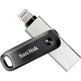 SanDisk iXpand Go 256 GB usb-stick Zwart/zilver, USB-A 3.2 Gen 1, Apple Lightning Connector