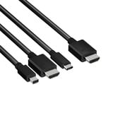 Club 3D Multiport > HDMI adapter 2 meter, 4K 60 Hz, USB-C + HDMI + Mini-DisplayPort naar HDMI