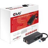 Club 3D USB 3.0 3-Port Hub + Gigabit Ethernet usb-hub Zwart, CSV-1430