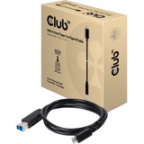 Club 3D USB 3.1 Gen2 Type-C to Type-B Cable M/M, 1m kabel Zwart