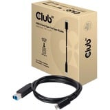 Club 3D USB-C 3.2 Gen 2 naar USB-B kabel Zwart, 1 meter