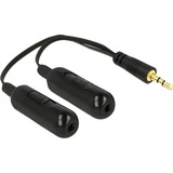 DeLOCK 1 x 3.5 mm male naar 2 x 3.5 mm adapter, 19 cm kabel Zwart