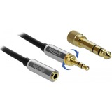 DeLOCK Stereo Jack 3,5 mm 3-Pin male > female verlengkabel Zwart, 1 meter