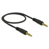 DeLOCK Stereo Jack Cable 3,5 mm 5 Pin (male) > 3,5 mm 5 Pin (male) kabel Zwart, 0.5 m