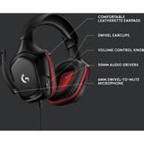 Logitech G332 Wired  over-ear gaming headset Zwart/rood, PC, PlayStation 4 / 5, Xbox One (Series X|S), Nintendo Switch, Mobile