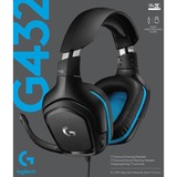 Logitech G432 7.1 Surround Sound Wired  over-ear gaming headset Zwart/blauw, Pc, PlayStation 4, PlayStation 5, Xbox One, Xbox Series X|S, Nintendo Switch