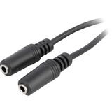 goobay Stereo-adapterkabel 3,5-mm > 2x 3,5 mm Zwart, 0,2 meter, Stereo