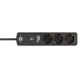 Brennenstuhl Connect Ecolor Smart Stekkderdoos 3-voudig 3-voudige stekkerdoos Wit/zwart, 3x stekker