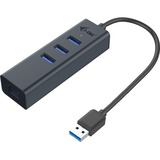 i-tec 3-Port USB 3.0 Metal + Gigabit LAN usb-hub Antraciet
