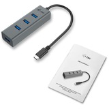 i-tec USB-C Metal HUB 4 Port usb-hub Zwart