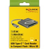 DeLOCK USB Type-C kaartlezer voor CF type I of Micro SD antraciet