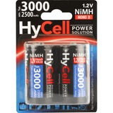 HyCell Hyce Akku Mono D Typ 3000 mAh 1,2V 2er oplaadbare batterij