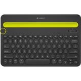 Logitech K480 Bluetooth Multi Device Black, toetsenbord Zwart/geel, US lay-out, Bluetooth