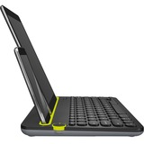 Logitech K480 Bluetooth Multi Device Black, toetsenbord Zwart/geel, US lay-out, Bluetooth