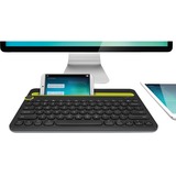 Logitech K480 Bluetooth Multi Device Black, toetsenbord Zwart/geel, US-International, Bluetooth
