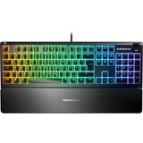 SteelSeries Apex 3 RGB gaming toetsenbord Zwart, US lay-out (QWERTY), SteelSeries Whisper-Quiet, 100%, RGB leds