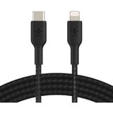 Belkin BOOSTCHARGE gevlochten USB-C naar Lightning kabel Zwart, 1 meter