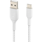 Belkin BOOSTCHARGE gevlochten USB-C naar USB-A-kabel Wit, 1 meter