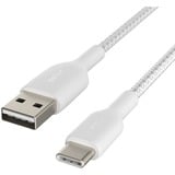 Belkin BOOSTCHARGE gevlochten USB-C naar USB-A-kabel Wit, 1 m