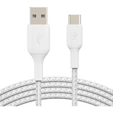 Belkin BOOSTCHARGE gevlochten USB-C naar USB-A kabel Wit, 2 meter