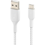 Belkin BOOSTCHARGE gevlochten USB-C naar USB-A kabel Wit, 3 meter