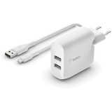 Belkin Boost Charge 2-poorts USB-A wandlader met USB-A naar micro-USB kabel Wit, 24W