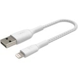 Belkin Boost charge Lightning naar USB-A kabel Wit, 15 centimeter, gevlochten, CAA002bt0MWH