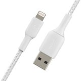 Belkin Boost charge Lightning naar USB-A kabel Wit, 15 centimeter, gevlochten, CAA002bt0MWH