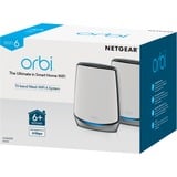 Netgear Orbi WiFi 6-systeem (RBK852) AX6000 mesh router Wit/zilver, 1x Router (RBR850), 1x Satelliet (RBS850), Dekking tot 350 m²