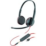 Plantronics Blackwire 3225 duo on-ear headset Zwart, 3,5mm aansluiting, USB-C