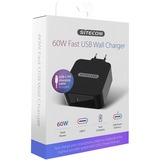 Sitecom 60W Fast USB Wall Charger Zwart