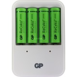 GP Batteries PowerBank 420 met ReCyko+ AA 2000 oplader Wit, + 4x AA batterijen