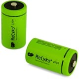 GP Batteries ReCyko+ D 2200 - 2 oplaadbare batterijen Groen